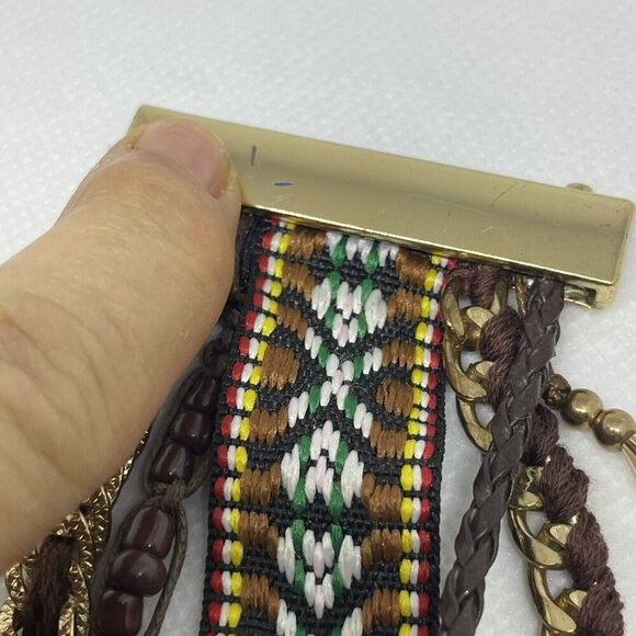 Multistrand beaded ribbon chain tapestry magnetic bracelet Boho - Picture 5 of 7